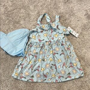 Floral Blue Sundress with Matching Bloomers & Hat